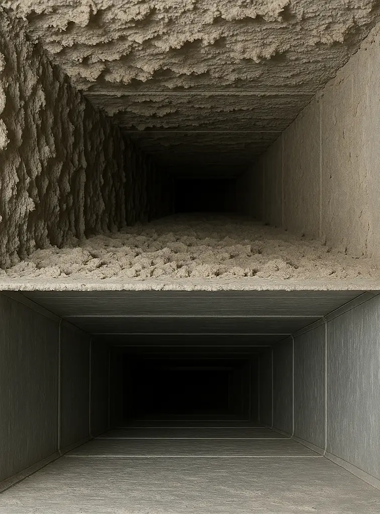 Before and after duct cleaning in Sienna Plantation Texas