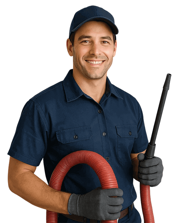 Sienna Plantation TX Air Ducts Cleaning technician holding HVAC tools and smiling